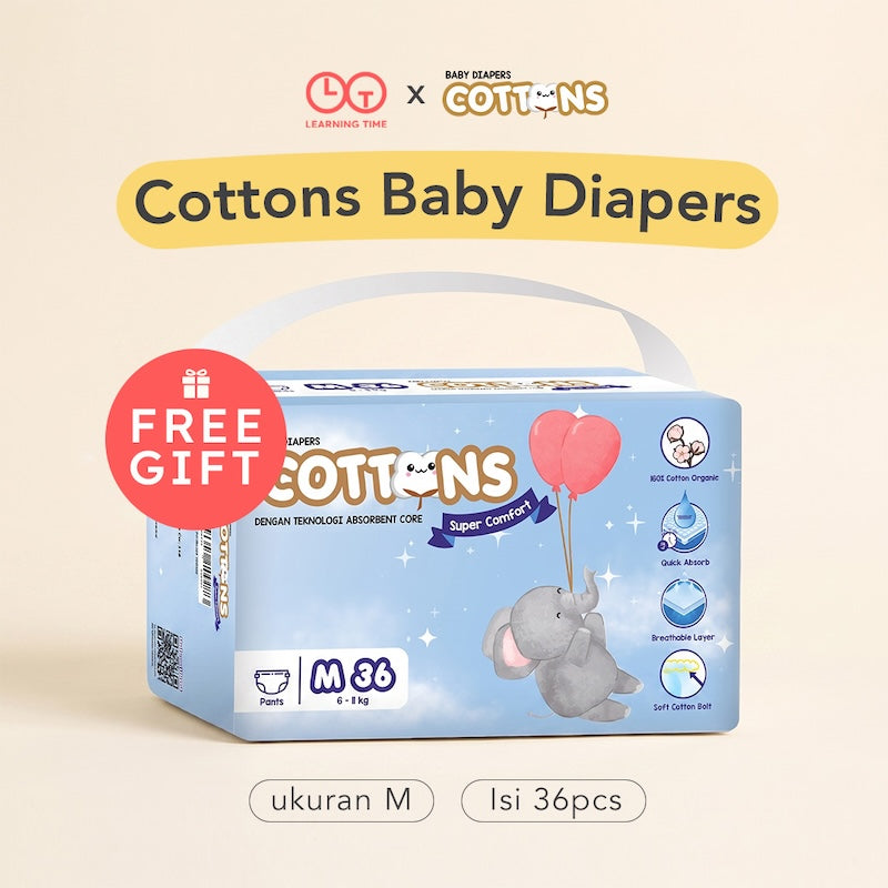 Cottons Baby Diaper Super Comfort Size M [Free Gift]