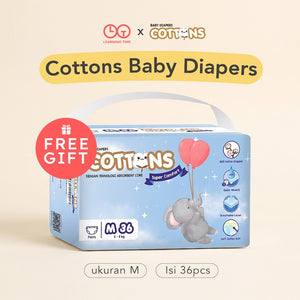Cottons Baby Diaper Super Comfort Size M [Free Gift]