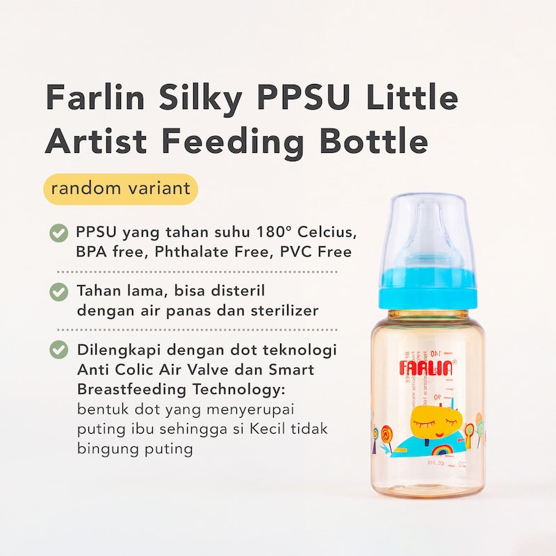 Farlin Silky PPSU Little Artist Standard Neck Feeding Bottle - 140 ml