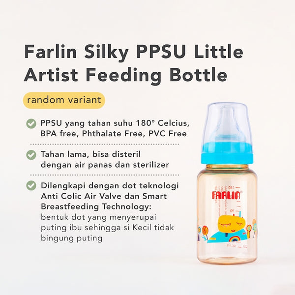 Farlin Silky PPSU Little Artist Standard Neck Feeding Bottle - 140 ml