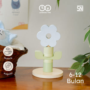 Learning Time Plant Stacker Movement Series - Mainan Kayu Tumpuk Bayi 6-12 Bulan