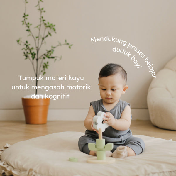 Learning Time Plant Stacker Movement Series - Mainan Kayu Tumpuk Bayi 6-12 Bulan
